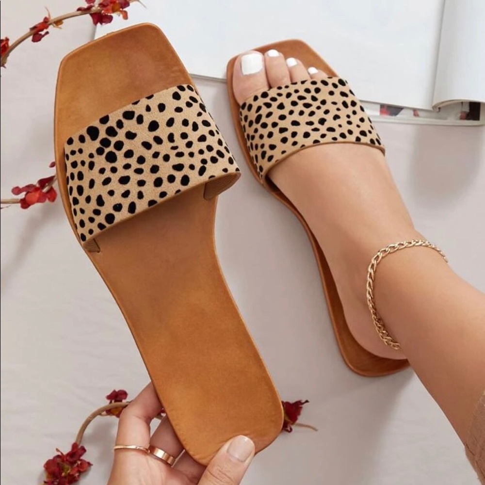 Faux Suede Open Toe Slipper Sandal